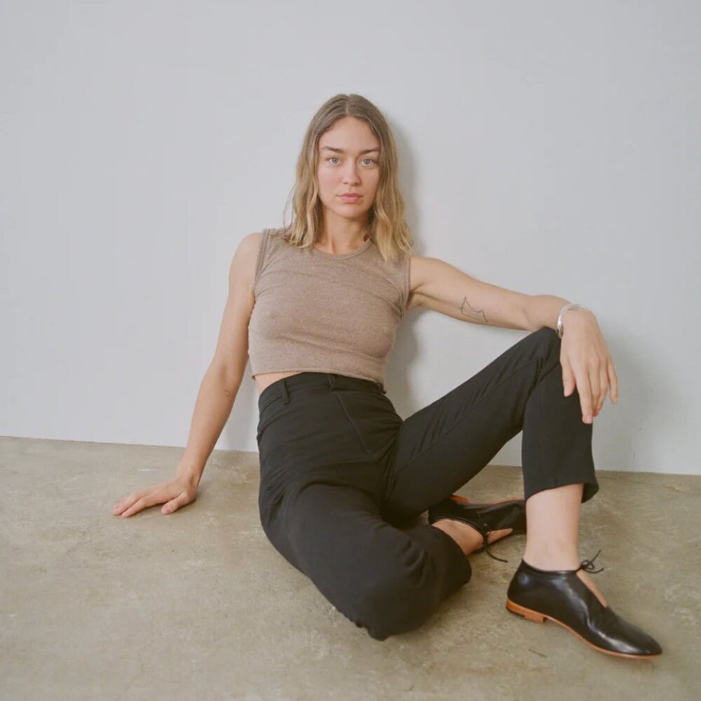 Ozma Tasi Crop, Regen Silk Noil Jersey, Twig Heather - Size XL